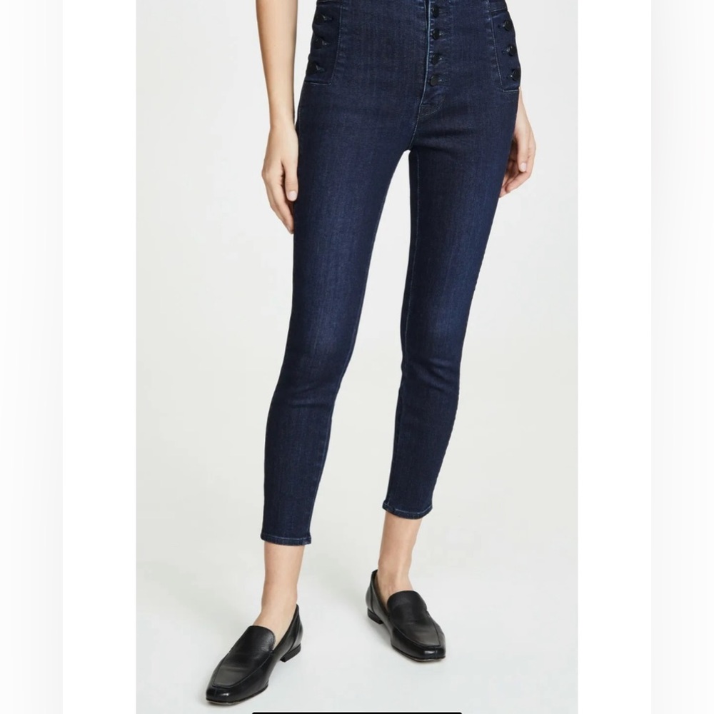 J BRAND Jeans Natasha Sky High Crop Skinny Cigarette Leg Dark Wash Blue Size 24